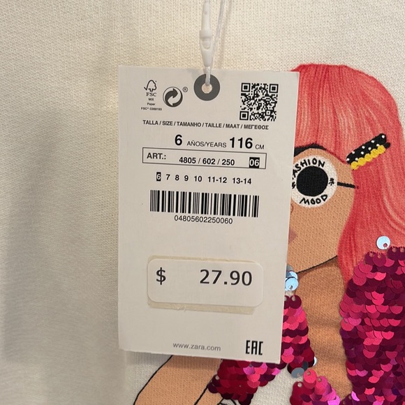 NWT size 6 Zara Girls Reversible Sequin Hooded Sweatshirt! - Picture 4 of 12